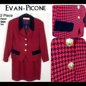 Evan-Picone Velvet Houndstooth Pencil Skirt Set